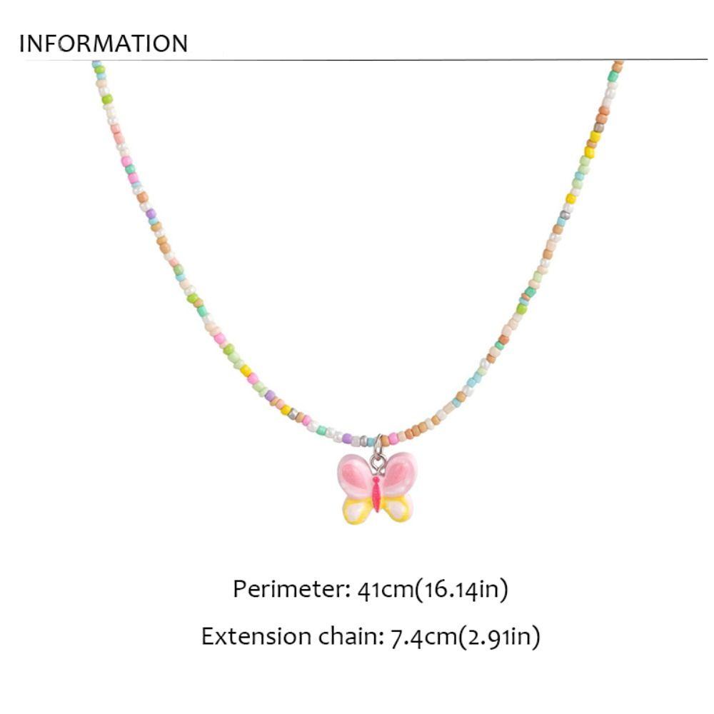 Mxbeauty Kalung Manik-Manik Bohemia Sweet Pink Ungu Dopamin Akrilik Y2K Choker Untuk Wanita