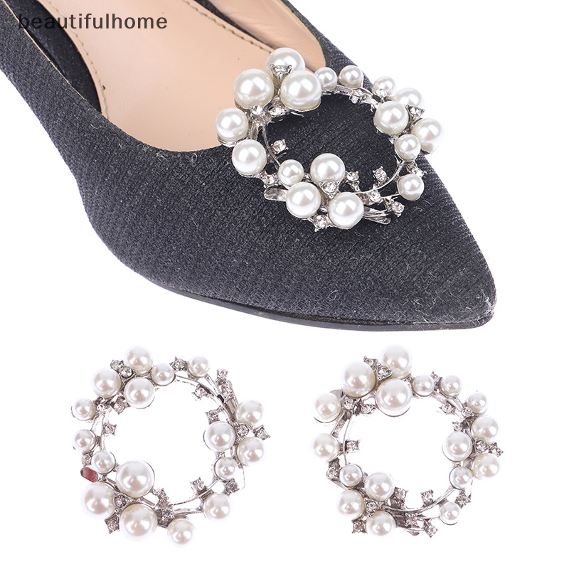 {beautifulhome} 1pc Shoe Flower Women Shoes Clip DIY Mutiara Pesona Sepatu Perhiasan Logam Sandal Gesper Dekorasi Tumit Tinggi Tas Gesper Aksesoris Sepatu.