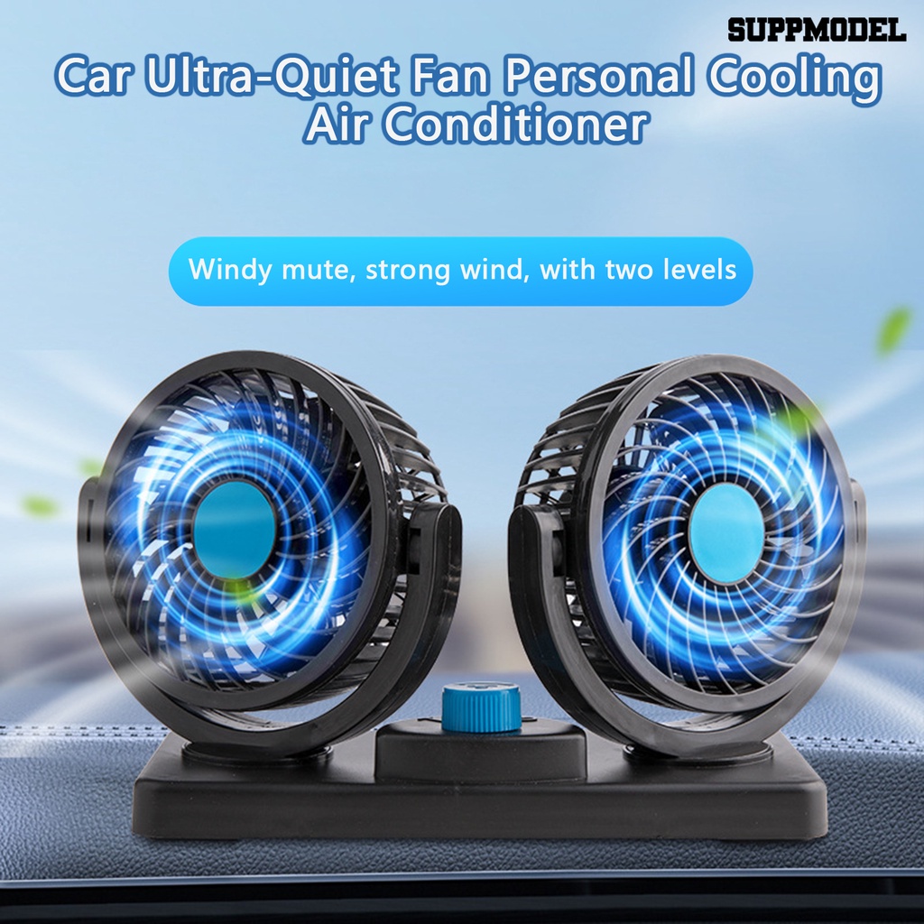[SM] Kipas Angin Mobil Motor Kuat Kebisingan Rendah Desain Kepala Ganda Kecepatan Yang Dapat Diputar Dapat Disesuaikan Mobil Kipas Ultra-Tenang Pendingin Pribadi Ac Perlengkapan Mobil