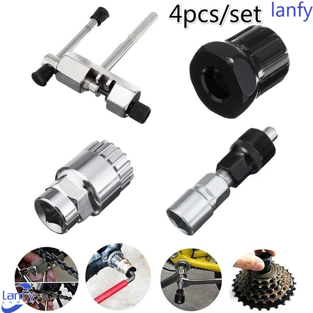 Lanfy Repair Tool Kits 4Pcs /Set Kaset Sprocket Bracket Axis Extractor Alat Luar Engkol Cabut Penarik Engkol