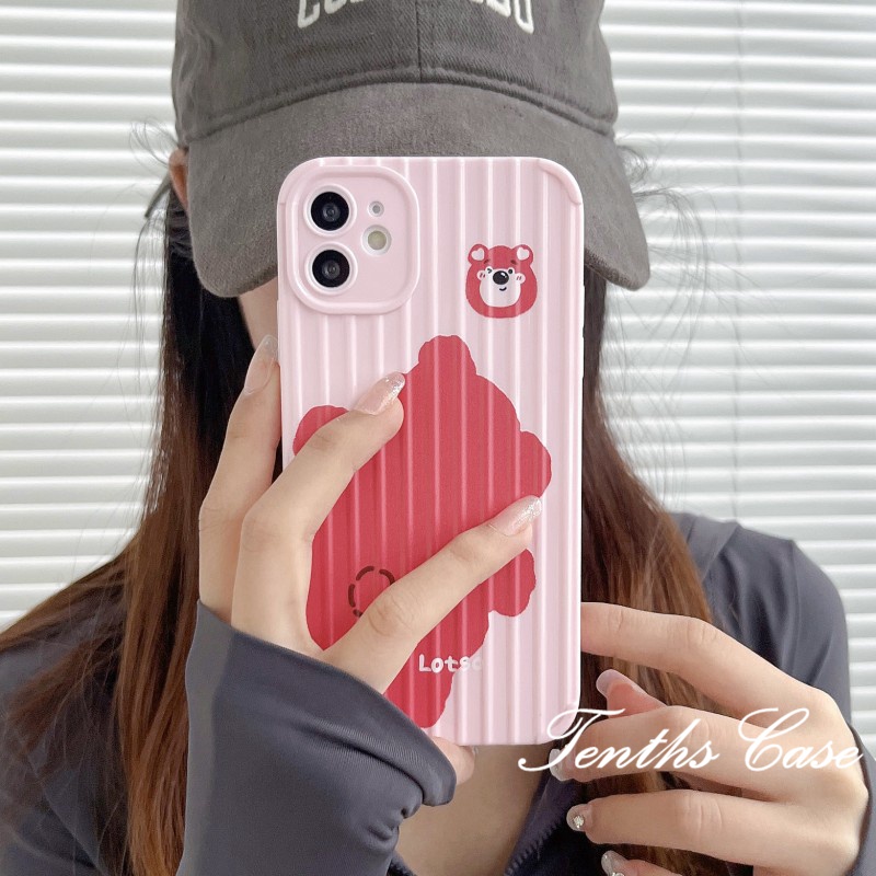 IPHONE Kompatibel Untuk Iphone14 13 12 11 Pro Max X XR Xs Max8 7 6 6s Plus SE 2020sarung Bagasi Gaya Pasangan Casing Ponsel Motif Beruang Kecil Yang Lucu