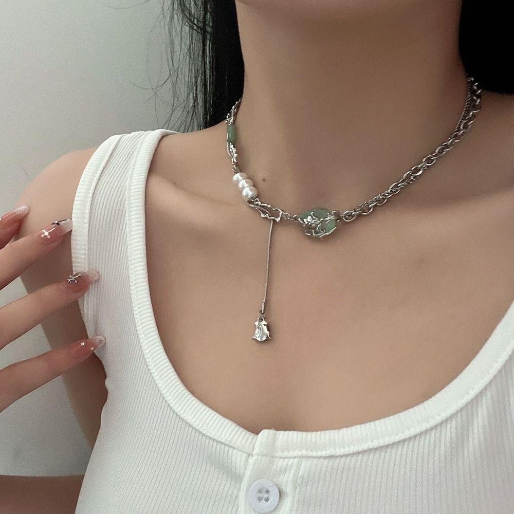 Mxbeauty Wanita Rumbai Kalung Trendi Manis Keren Mutiara Fashion Perhiasan Alloy Titanium Steel Gadis Gelang Untuk Hadiah Gadis