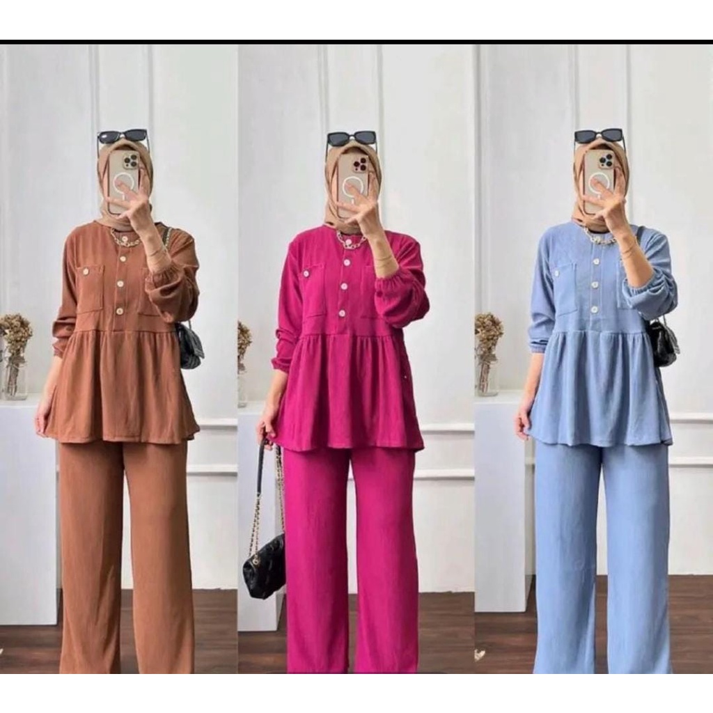 Kasilda Set Kint Hanover Setcel Atasan dan Celana Kulot 002 setelan atasan kulot wanita remaja terbaru kekinian ootd hits korean style