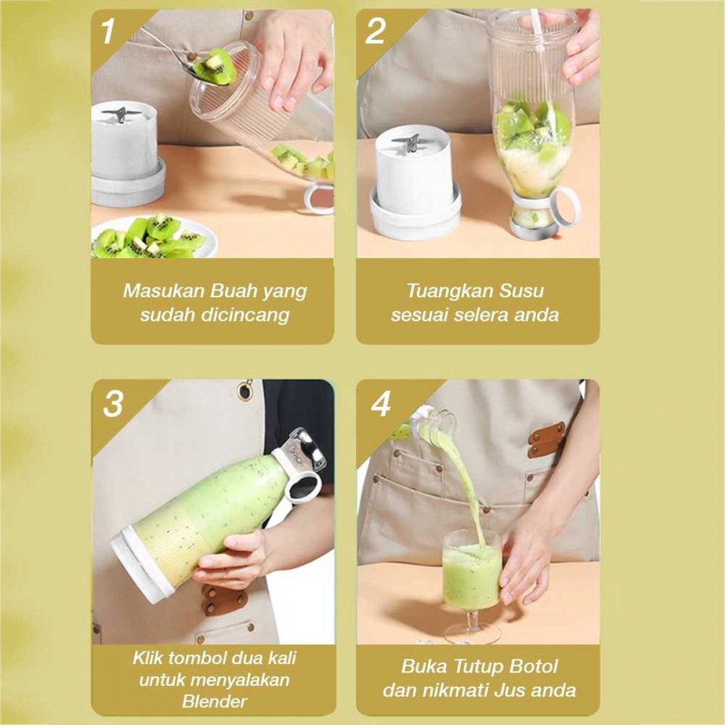 Blender Buah Sayur Portabel Mini Juicer Rechargeable 1200mAh 350ml 45W