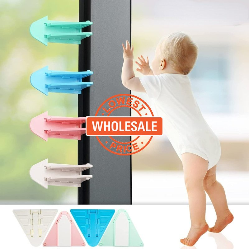 [Grosir] Kid Safety Sliding Buckle Memperbaiki Perlengkapan Artefak/Baby Fall-proof Door Window Lock/Stopper Gerakan Tangan Anti Jepit/Kunci Pelindung Lemari Laci Lemari Kabinet