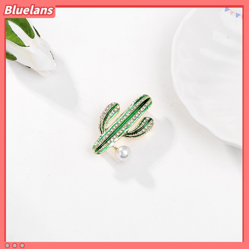 [BLS] Kaktus Bros Kreatif Mode Suasana Bertabur Berlian Mutiara Temperamen pin Pakaian Korsase