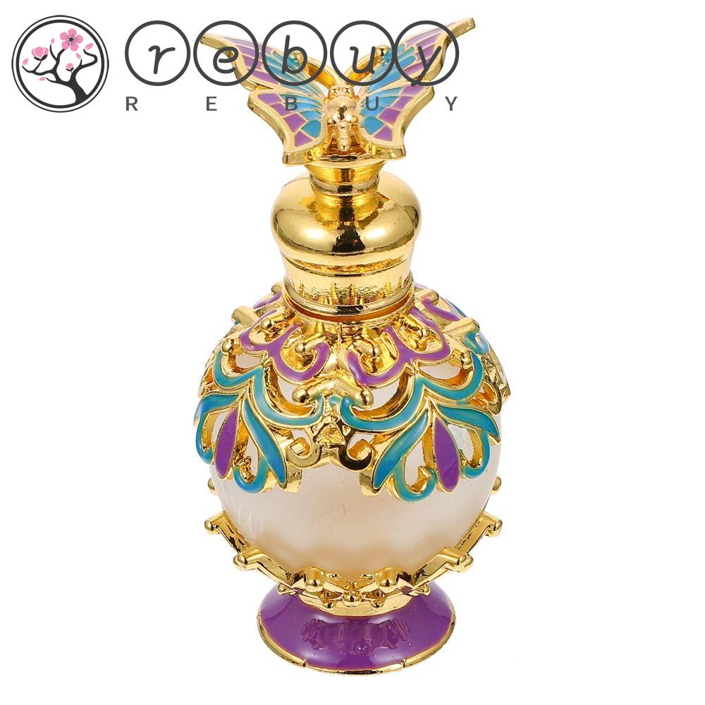 Rebuy Butterfly Botol Parfum Tutup Logam 15ml Vintage Botol Isi Ulang Wanita Gaya Arabian Antik Dekorasi Pernikahan Hadiah Botol Minyak Esensial