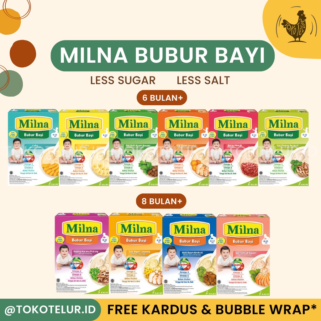 MILNA - BUBUR Bayi Reguler 6+ 8+ Bulan | Makanan Bubur Bayi MPASI HALAL SEHAT