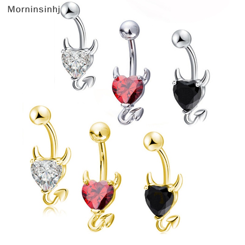 Mornin 1pcs Cincin Pusar Belly Button Glitter Love Heart Decor Navel Nail id