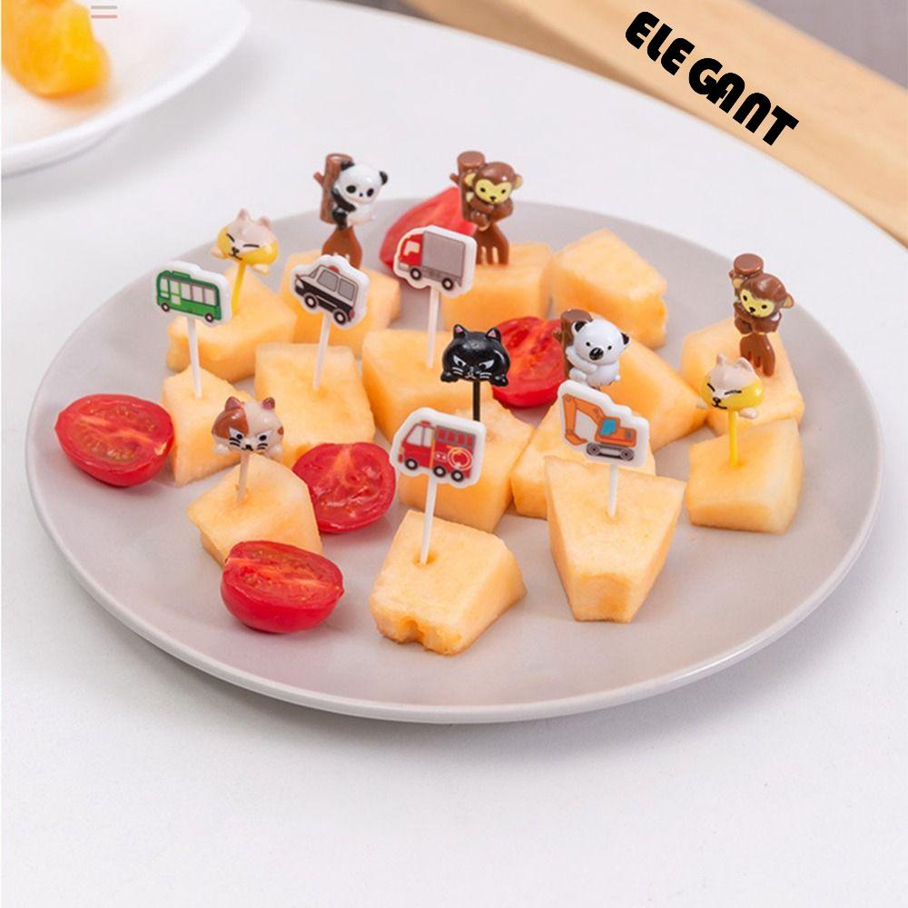 [Elegan] Fruit Stick Cute 6pcs /Set Mobil Dimsum Salad Koala Bear Kopi Teh Garpu