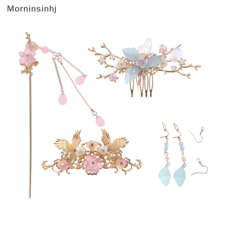 Mornin Aksesoris Rambut Wanita Cina Kristal Mutiara Hair Pin Handmade Hair Jewelry Set id