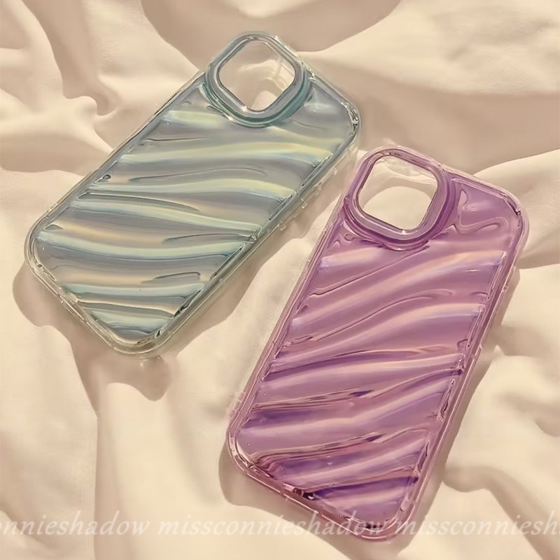 Casing Penutup Belakang 3D Bergelombang Melengkung Shockproof Kompatibel Untuk IPhone XR 6 6S 78 Plus 14 11 13 12 Pro MAX X XS MAX 7Plus 8Plus SE 2020mewah Ins Dazzle Warna Soft Tpu