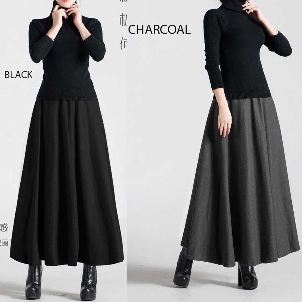 Rok maxi flare muslimah long skirt / rok panjang (L066)