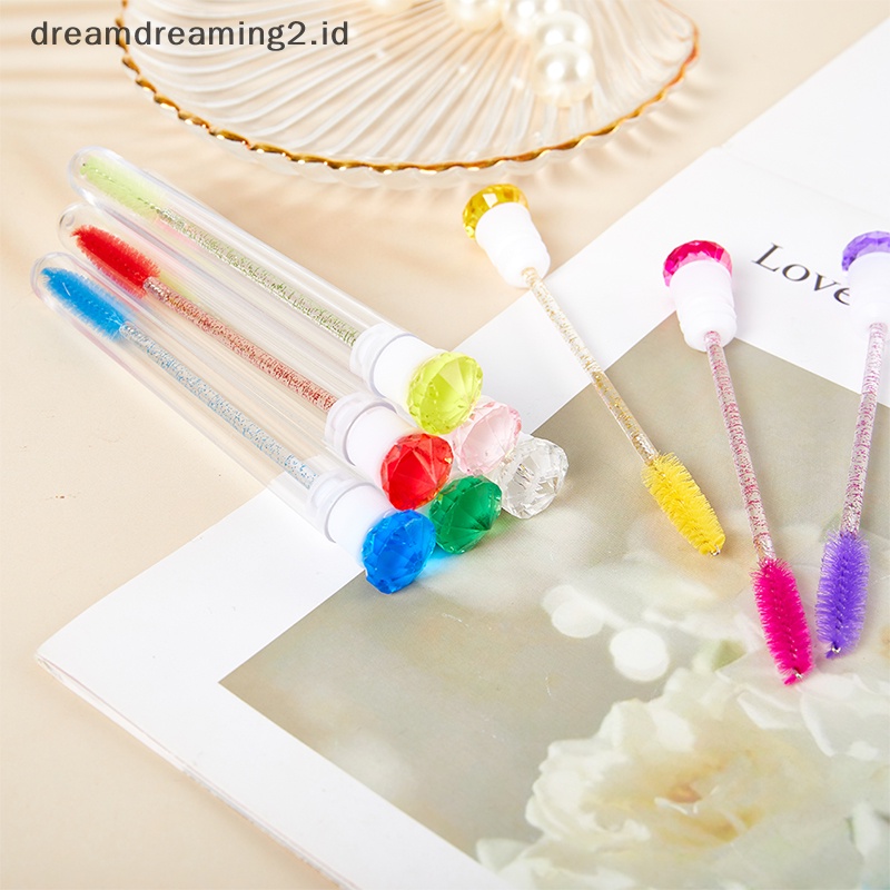 (drea) Sikat Bulu Mata Dengan Tabung Sikat Alis Diamond Reusable Replaceable Dust-proof/