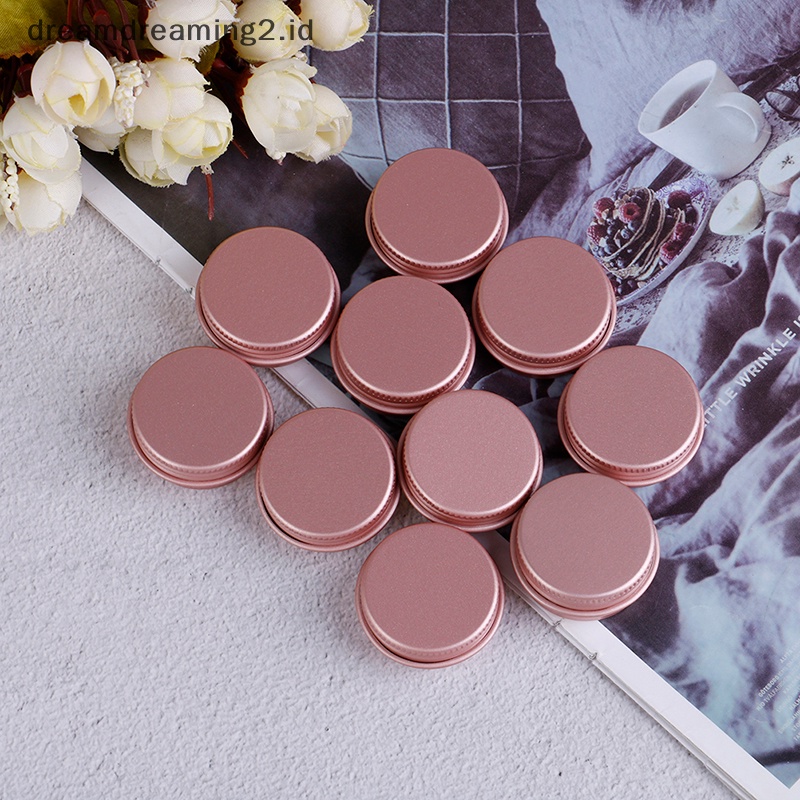 (drea) 10ps Toples Pot Aluminium Kosong Wadah Kosmetik Dengan Tutup Kotak Aluminium cream Mata //