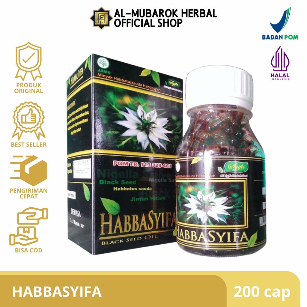 Habbasyifa Isi 200 Kapsul Minyak Cair Habbatussauda Jinten Hitam Black Seed Oil Herbal Obat Habatuss