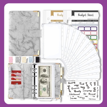 

Budget Envelope Zipper Bahan PU Leather Budgeting Binder A6 Organizer Uang Cash