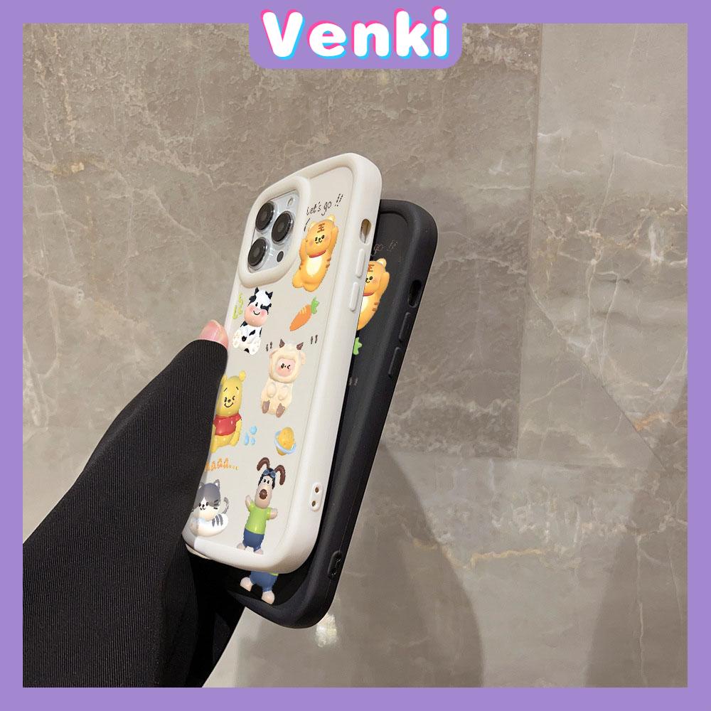 VENKI - Untuk iPhone 11 iPhone Case Matte Blister Soft Case Hitam Beige Shockproof Pelindung Kamera Lucu Kartun Kompatibel dengan iPhone14 13 Pro max 12 Pro Max xr xs max 7Plus 8Plus