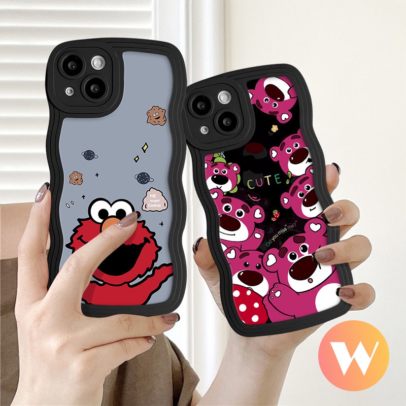 Casing Untuk Redmi 10A 9C A1 10C A1+ 10a2+ 12C 9 9A 9T A2 Note 11 10 8 9 Pro 11s 10s 9s Mi 11T Pro POCO X3 M3 NFC Pro Beruang Strawberry Lucu Kartun Sesame Street Lembut Case Wavy Edge