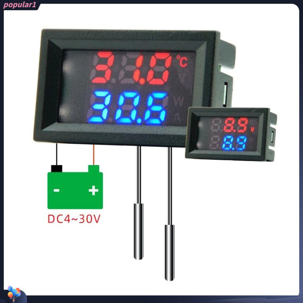 POPULAR Populer Digital DC Single Voltmeter LCD Profesional Dengan NTC 10K 3950sensor Suhu Probe Detector