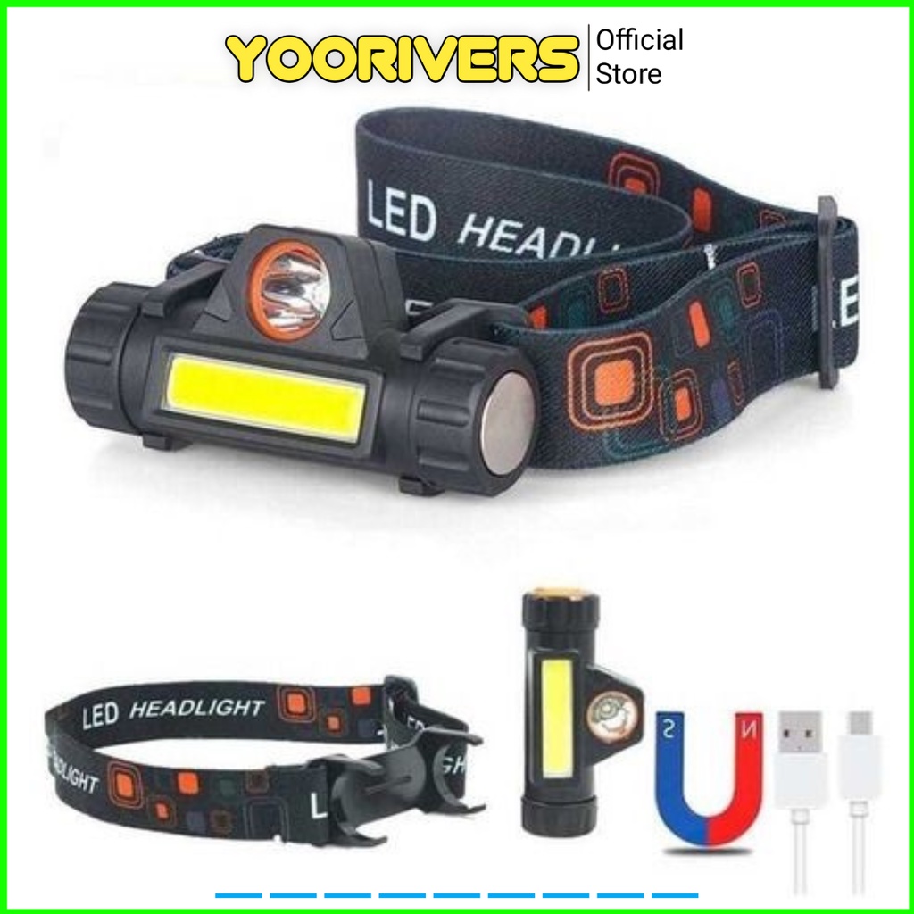 LED Anti air lampu kepala cas led 2 mode high power headlamp senter kepala cas led anti air