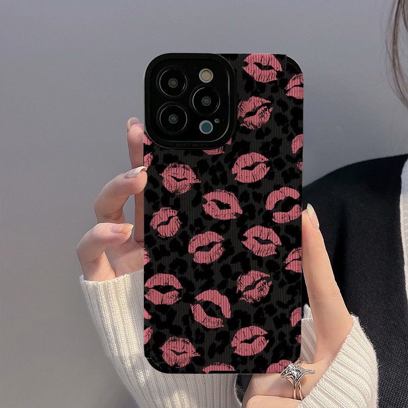 Samsung Leather Softcase Galaxy A21S A12 A32 A01 A03S A11 A12 A20S A50S A30S A51 A71 A52S A53 A73 S20 S10 FE Plus S21 S22 Ultra Pretty Pink Lipprint