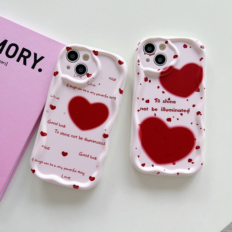 Cream Casing English Two Red Loves Soft Case HP iP iPhone 6 6S 7 8 14 + Plus SE 2020 2022 X XS XR 11 12 13 Pro Max