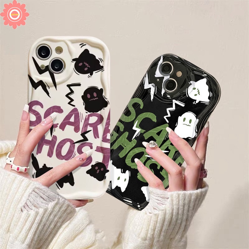 Casing Soft Case Untuk Redmi10 9T A1 A2 10C 9C Nfc9 10A 9A Redmi Note11 9 8 12 10s 11s 10 Pro Max 10Pro POCO M3 Couple Kartun Lucu Graffi Hantu 3D Bergelombang Melengkung Pinggiran Cover