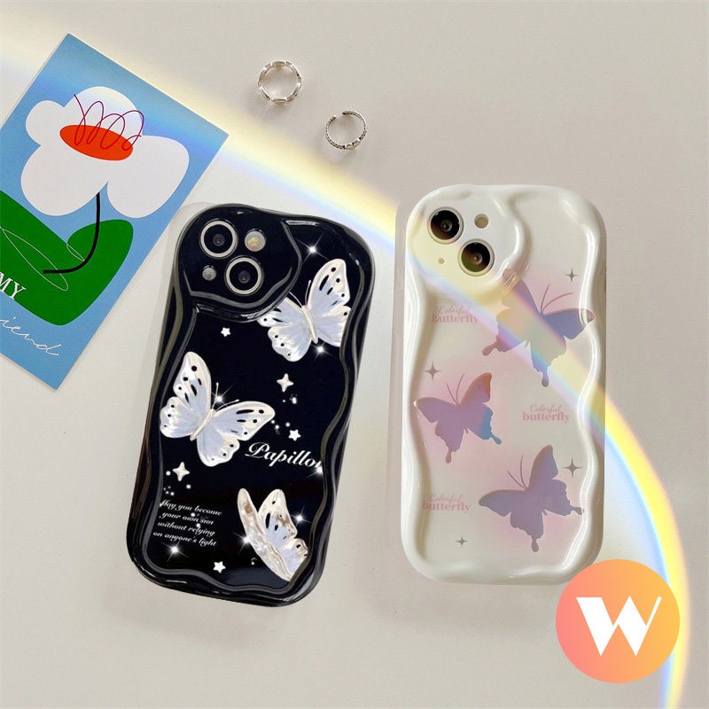 Untuk Redmi Note8 10s 12 10 11 9 11s Pro Max Redmi 9.9c NFC 10C 10A A1 10 9A 9T A2 POCO M3 3D Wavy Curved Edge INS Korea Glitter Fantasi Retro Indah Butterfly Case