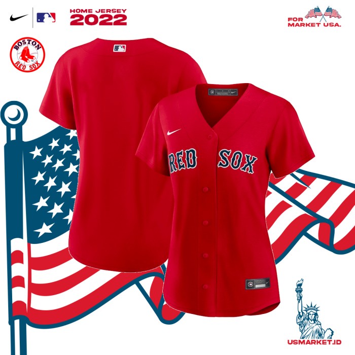 Kaos Jersey Nike Baseball MLB Boston Red Sox Women Original Jersey - L