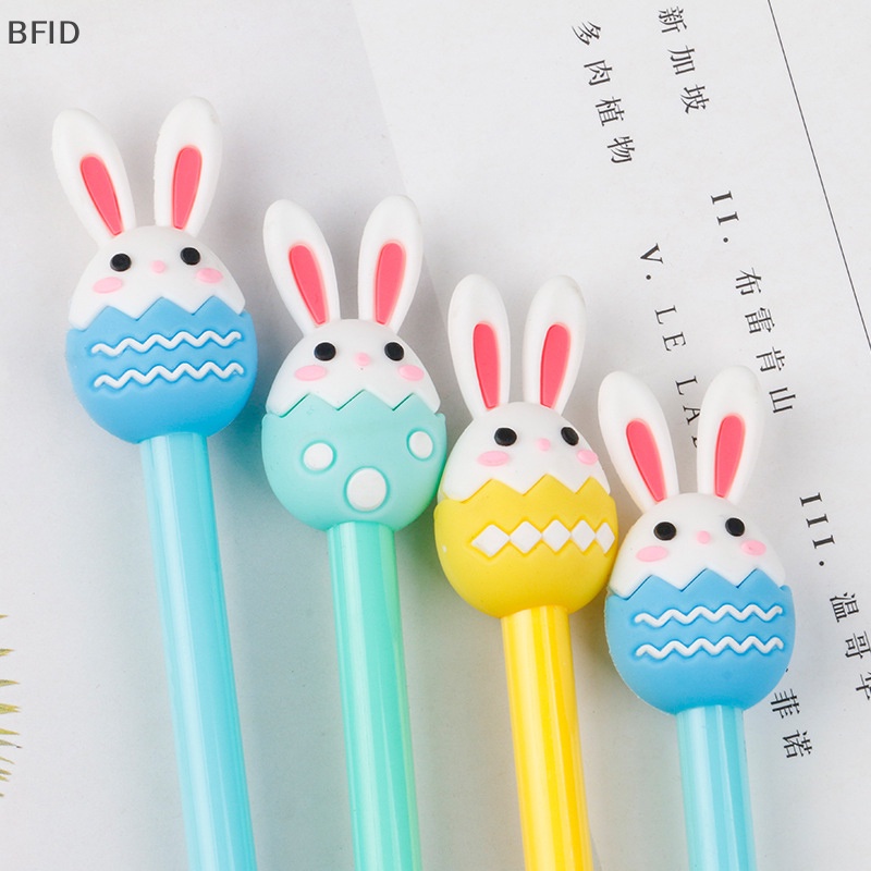 [BFID] 3pcs Kawaii Easter Day Egg Bunny Gel Pen Cute Rabbit Signat Pen 0.5mm Hitam Pena Netral Alat Tulis Kantor Sekolah [ID]