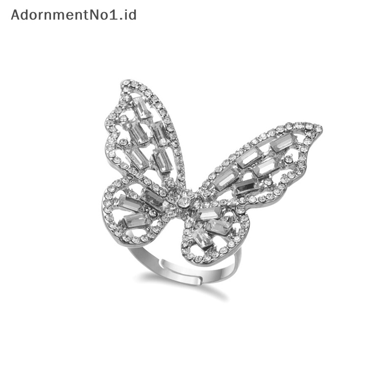 [AdornmentNo1] Cincin kawin warna perak untuk wanita baru trendi elegan menawan berkilau Butterfly zirkon perhiasan pengantin hadiah