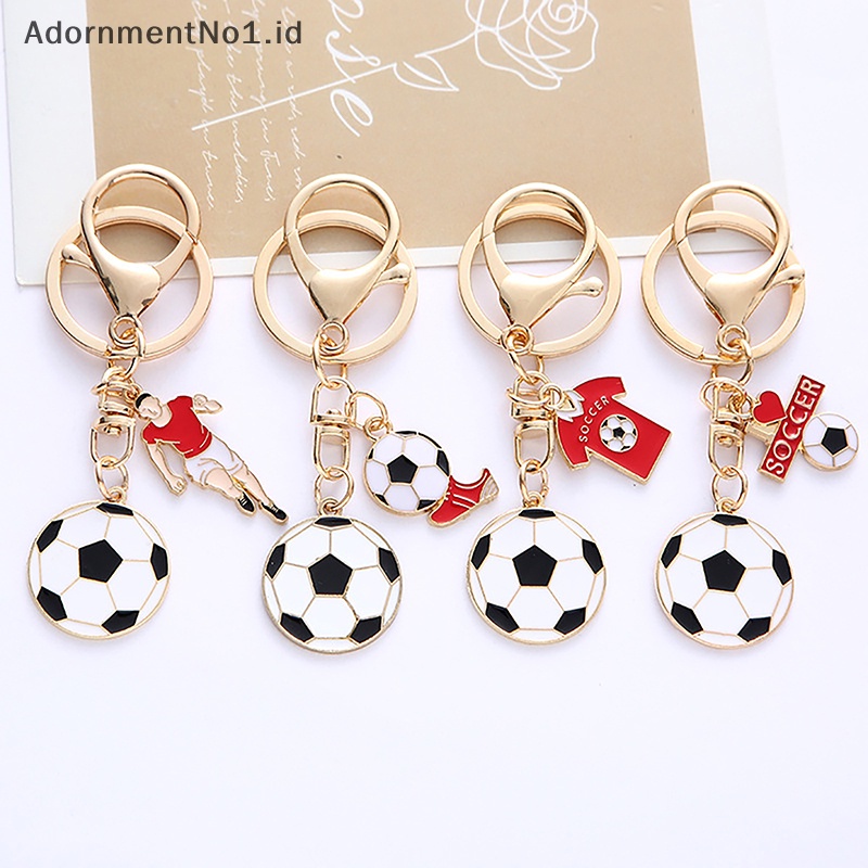 [AdornmentNo1] Logam Mini sepak bola liontin gantungan kunci tas ornamen piala dunia souvenir untuk penggemar