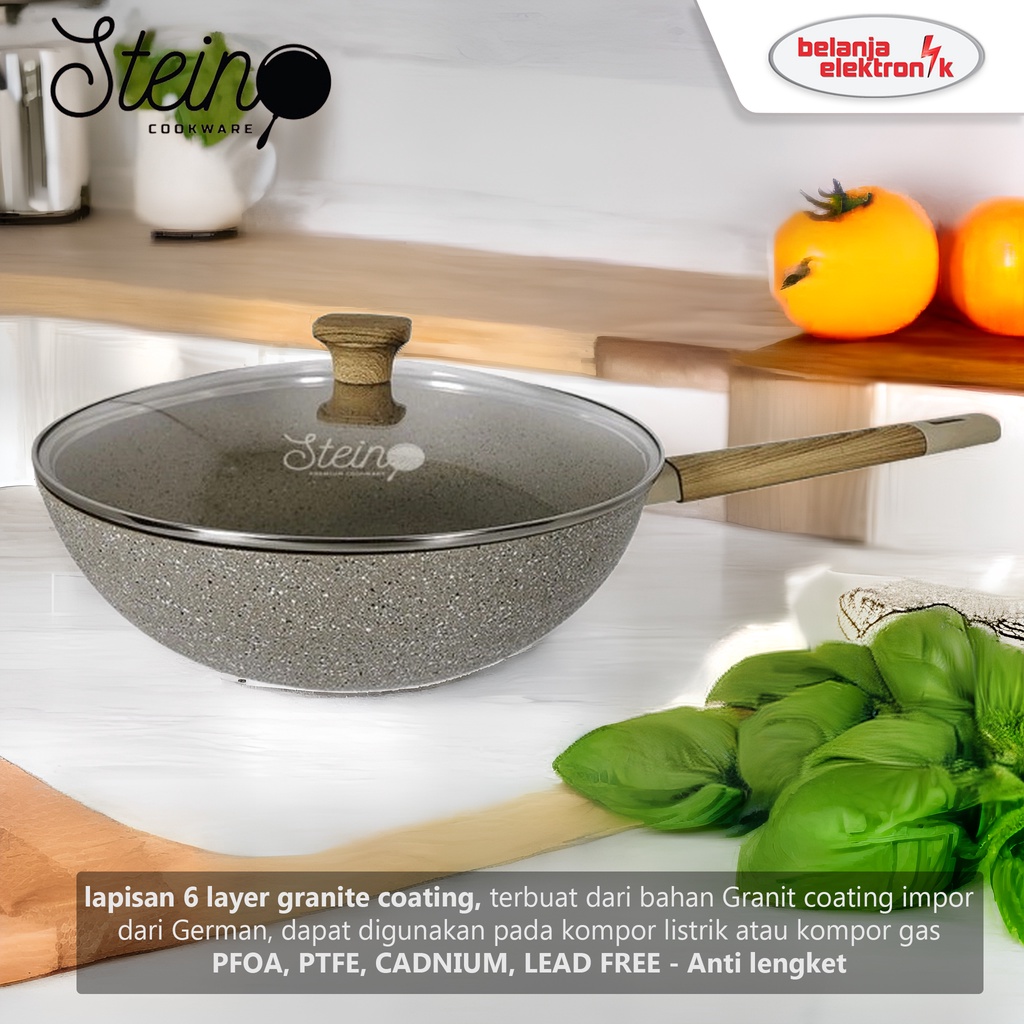 STEIN COOKWARE WOK PAN 30 CM TUTUP KACA