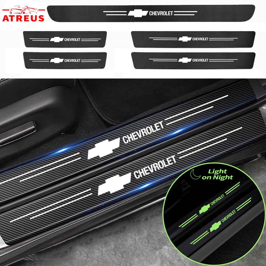 Luminous Stiker Pelindung Pintu Mobil Chevrolet Anti Gores Threshold Strips Mobil Stiker Untuk Chevrolet Spin Orlando Captiva Lova Zafira Trax Colorado Aveo Spark