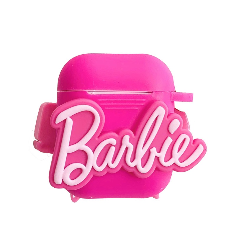 Cartoon Cute Barbie Bow Headset Protective Case Compatible for Apple Airpods 1 2 3 Pro 2 Soft Shell with Keychain