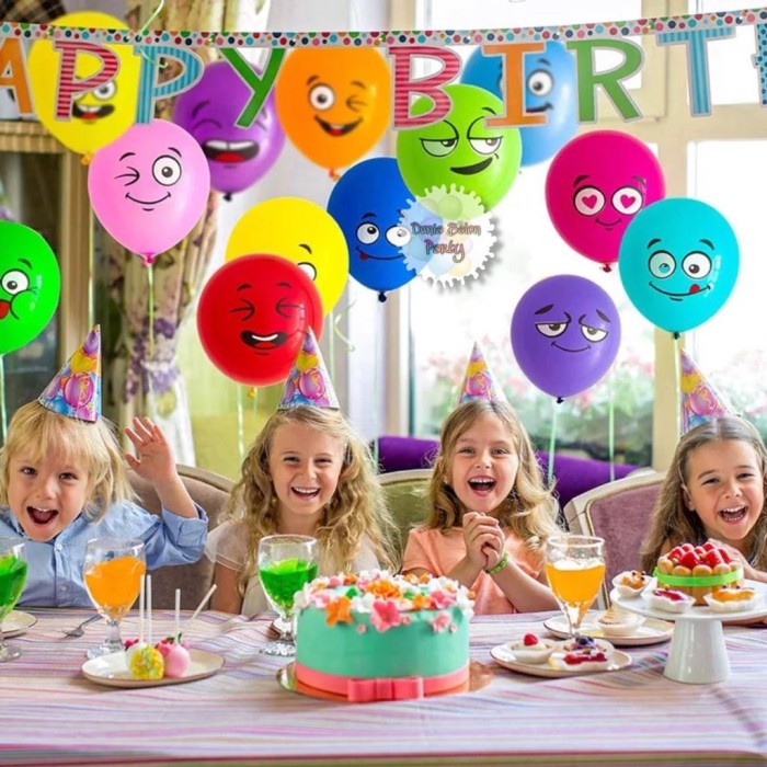 Balon Latex Emoticon Mix / Balon Emoji Warna Warni 12inch Ecer