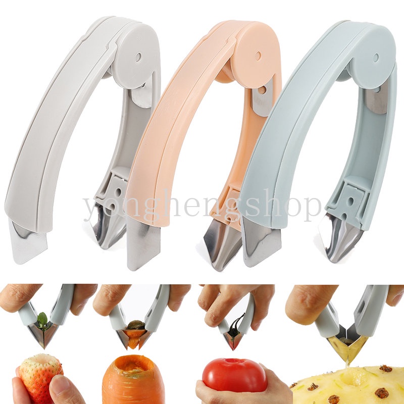 Klip Pencabut Mata Nanas Kreatif Alat Penghilang Biji Sayuran Buah Strawberry Huller Penghilang Batang Pineapple Corer Slicer Cutter Gadget Dapur