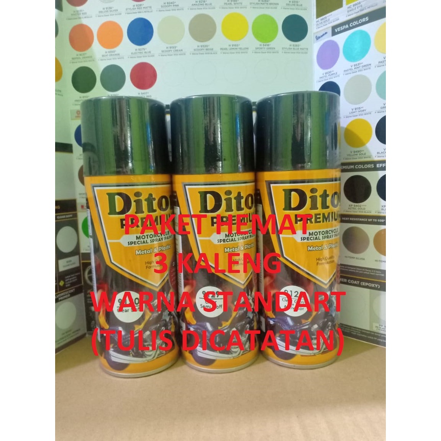 DITON PREMIUM Paket 3 Kaleng Pilox Pilok Cat Semprot Warna Standard / Solid Colors 400ml x 3pcs