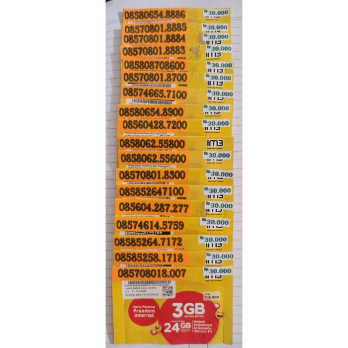 Kartu Perdana Nomor Cantik Indosat 4G 30k