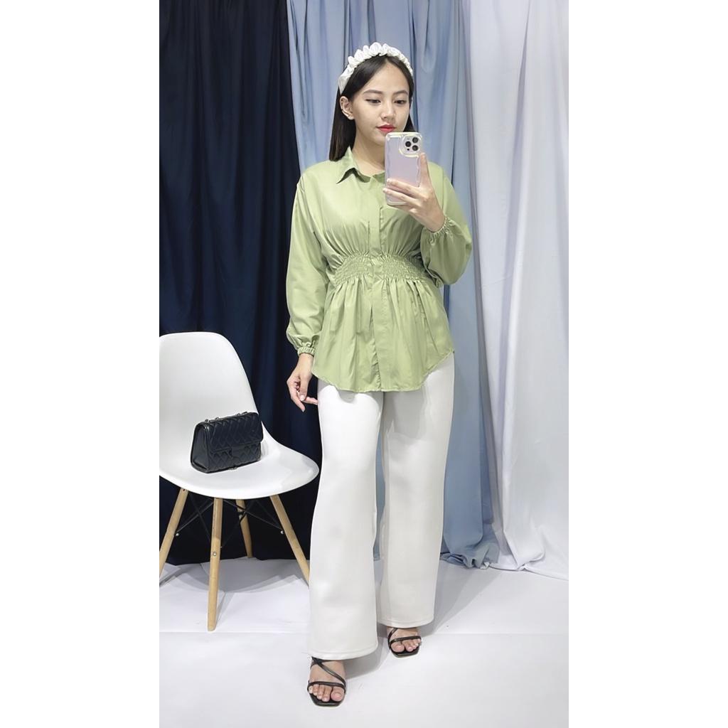 BLOUSE OVERSIZE ZS 777 ATASAN WANITA VINTAGE HIJAB BLUS CEWEK KEMEJA PUTIH LENGAN PANJANG vebby