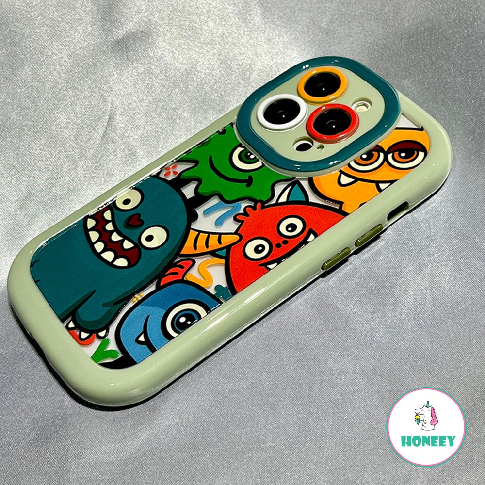 Korea Lucu Kartun Monster Warna Ponsel Case Kompatibel Untuk 14 Pro Max 11 12 13 Pro Max Shockproof Kawaii Lembut Penutup Belakang