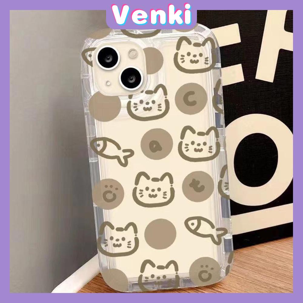 VENKI - Untuk iPhone 11 Case Bening Lembut TPU Case Airbag Tahan Guncangan Perlindungan Kamera Ikan Kuning Lucu Kucing Kompatibel dengan iPhone 14 13 Pro Max iPhone 12 Pro Max XR XS 7Plus 8Plus