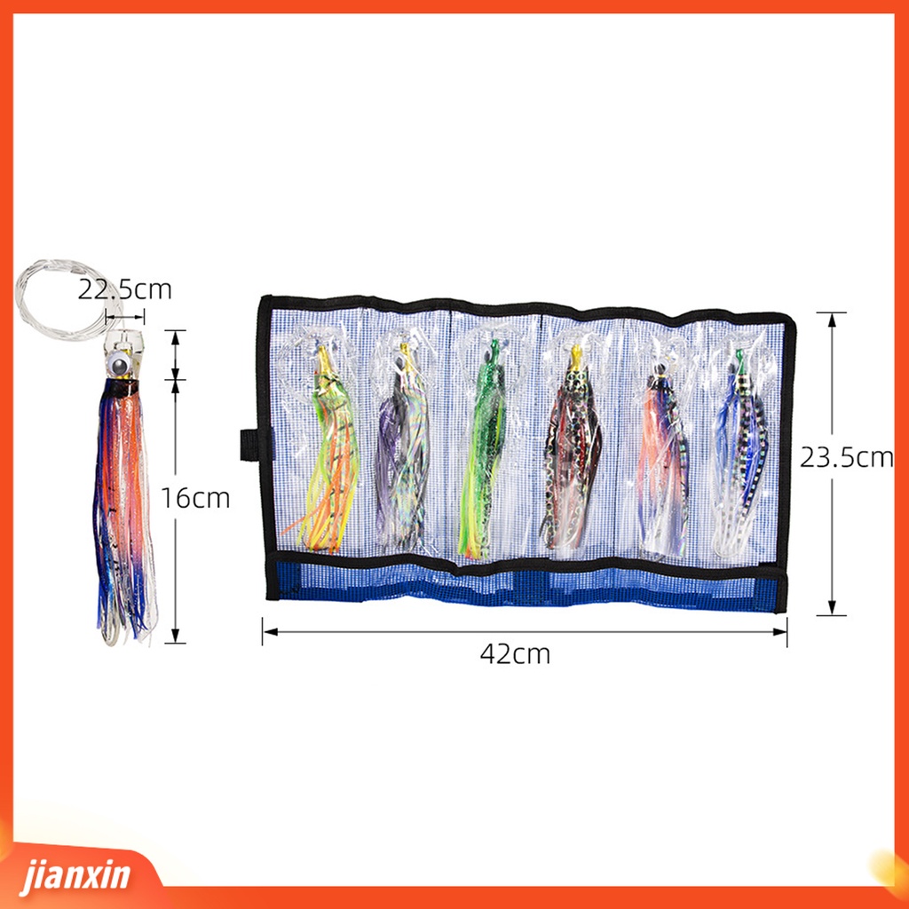 (In Stock) 6Pcs /Set Rok Umpan Troli Umpan Cumi Silikon Hidup Dengan Desain Kait Untuk Air Asin