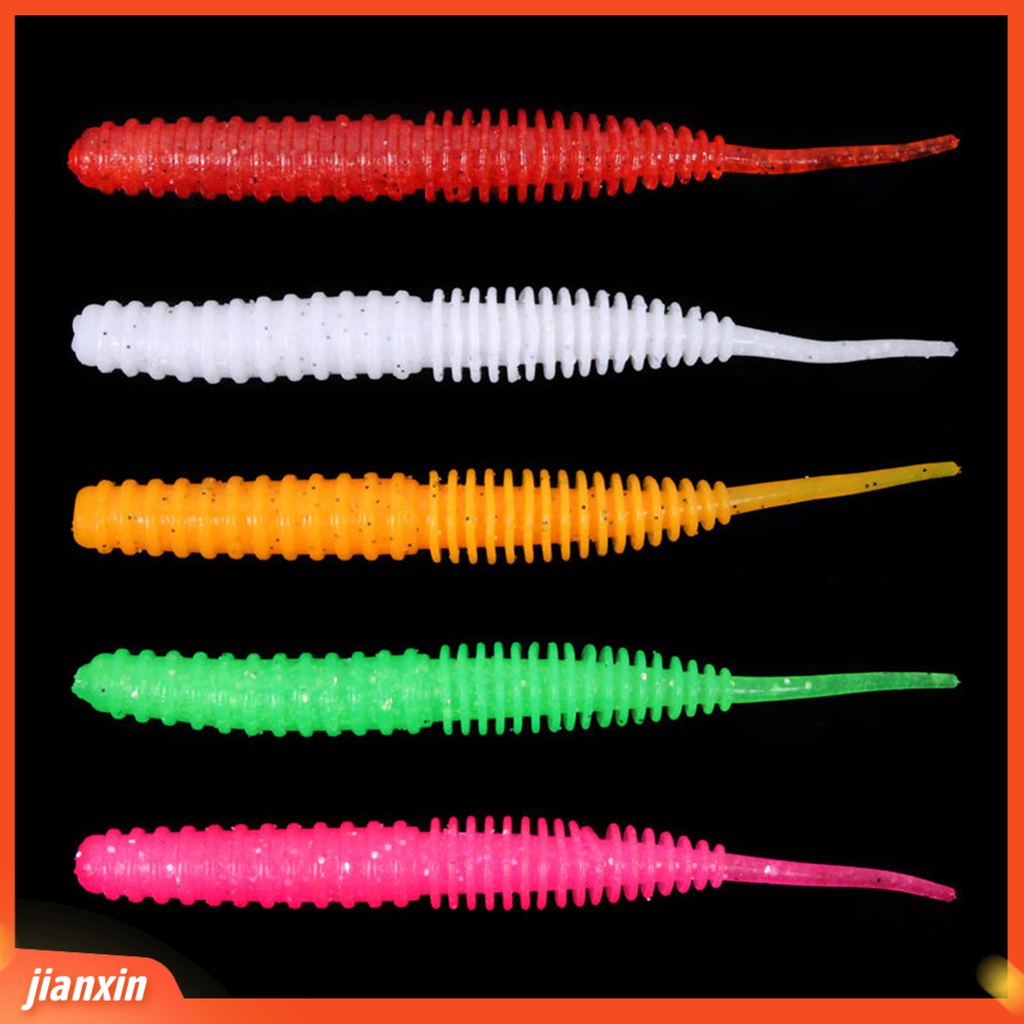 (In Stock) 10Pcs Umpan Pancing Ketangguhan Tinggi Reusable TPR Karet Mini Simulasi Cacing Bass Umpan Pancing Untuk Air Tawar