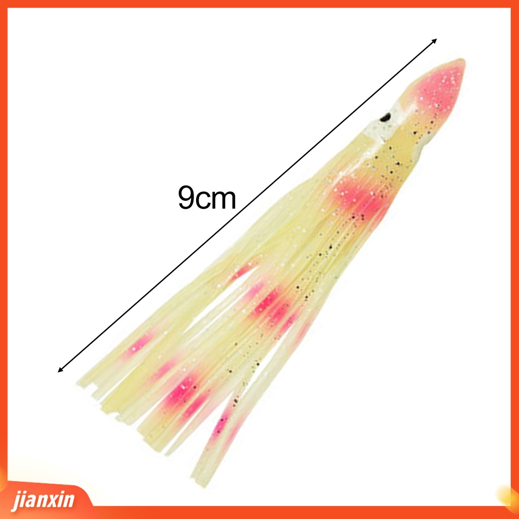 (In Stock) 5Pcs/Set 9cm Bercahaya Lembut Berbentuk Gurita Umpan Palsu Faux Lure Fishing Tackle