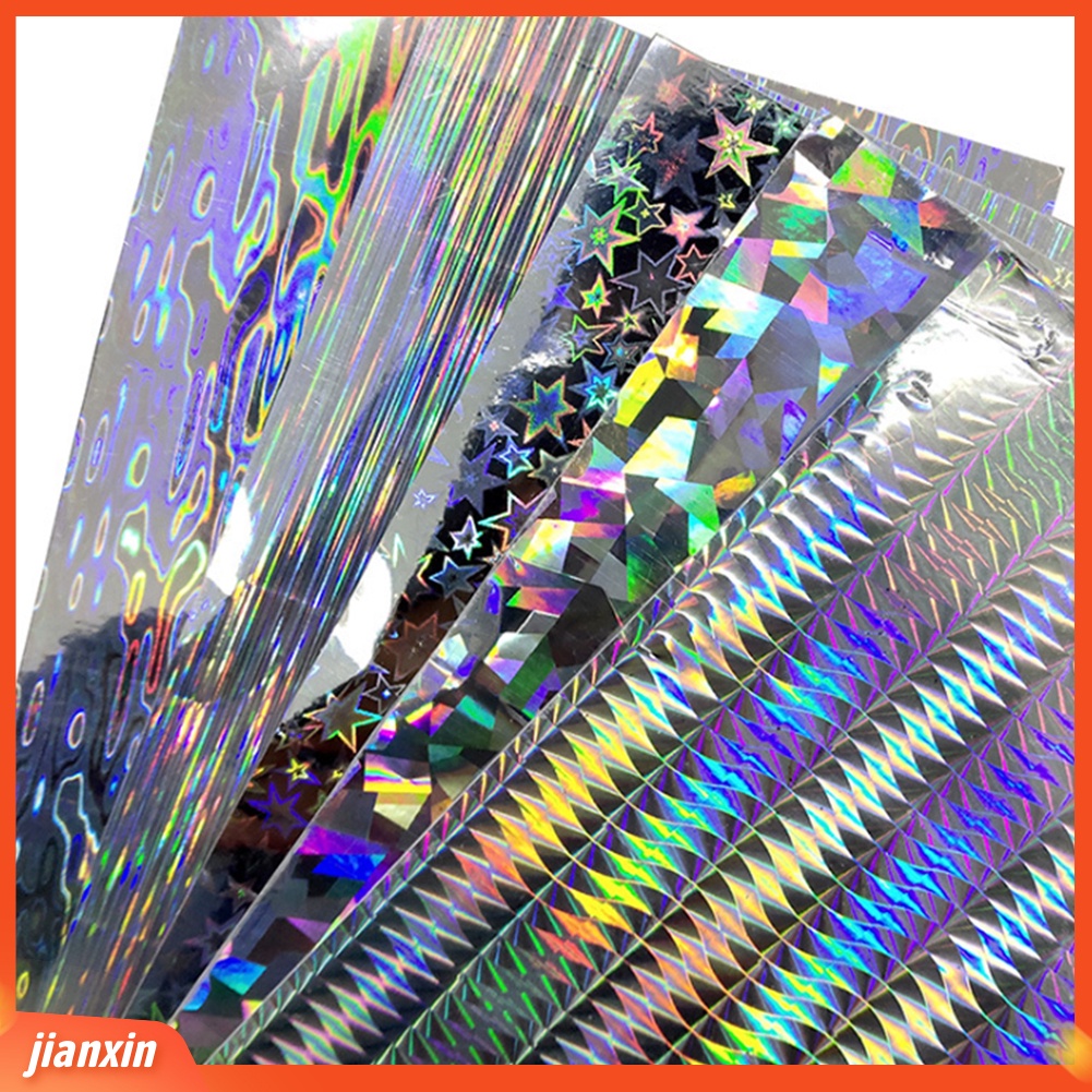 (In Stock) 10Pcs Tape Perekat Hologram Motif Geometri Film Flash Fishing Lure Sticker