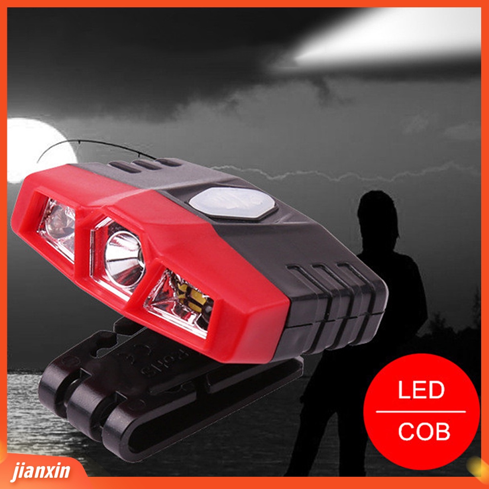 (In Stock) Lampu Topi Luar Ruangan Rechargeable USB COB Sensor Headlamp Memancing Klip Topi Cahaya
