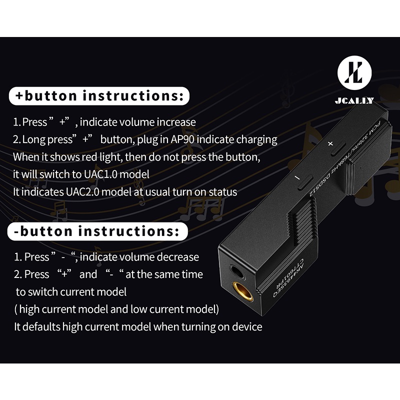 Jcally AP90 Portable DAC Amplifier Dengan AK4493SEQ Phones AMP Support 32bit /768kHz DSD512 Headphone Amplifier Output Seimbang