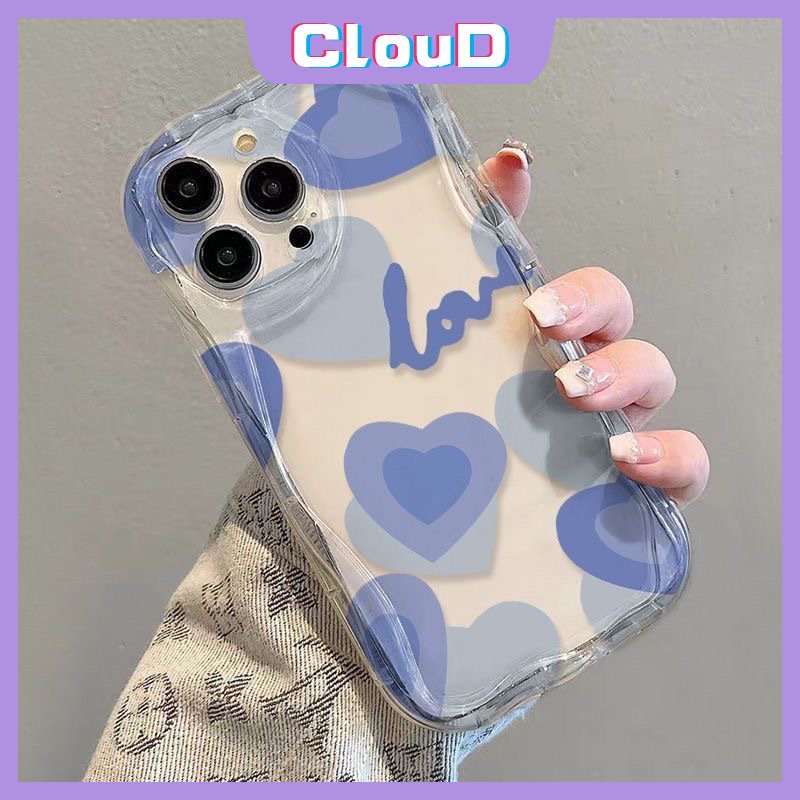 Untuk Redmi 10A 9A 9T 9a2 A1 10C 9C NFC Redmi Note8 11 12 11s 10 Pro Max 10s 9poco M3 Biru Love Heart Colorful Sweet Love Heart 3D Wavy Curved Edge Shockproof Case